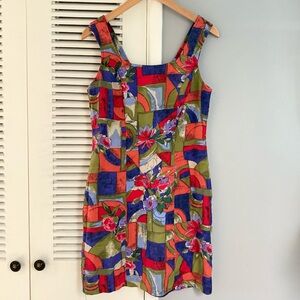 Vintage Decked Out Womens 9/10 colorful Floral spring summer Dress knee length